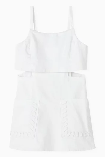 Cut-out Romper in Stretch Cotton