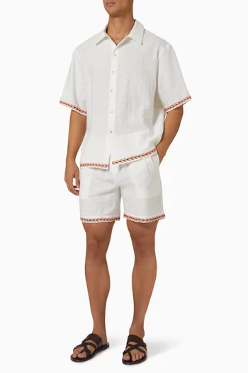 Exclusive Frequency Embroidered Resort Shirt in Linen-blend