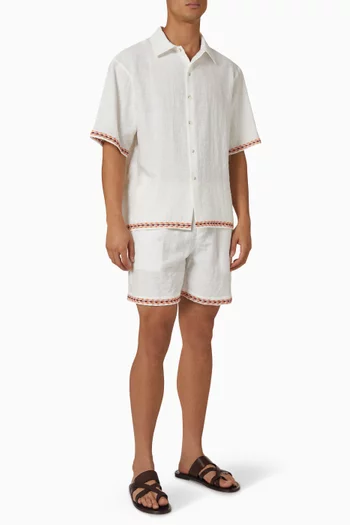 Exclusive Frequency Embroidered Resort Shorts in Linen-blend
