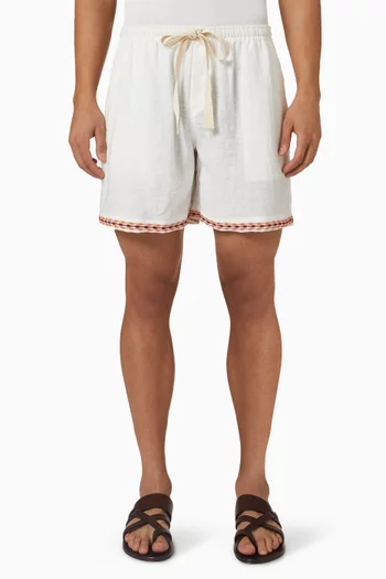 Exclusive Frequency Embroidered Resort Shorts in Linen-blend