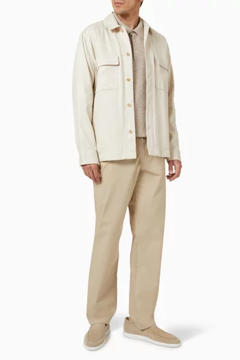 Buttoned Shirt Jacket in Cotton-linen