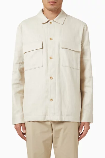 Buttoned Shirt Jacket in Cotton-linen