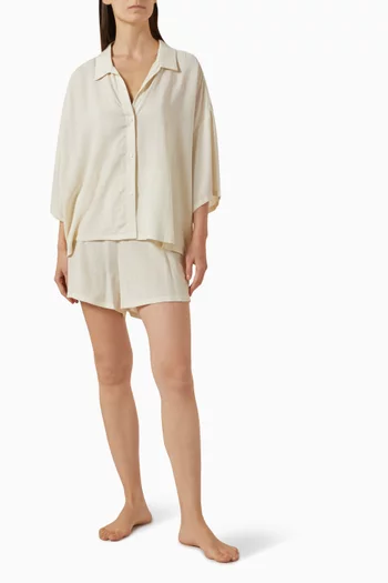 Button-down Short-sleeve Shirt in Viscose