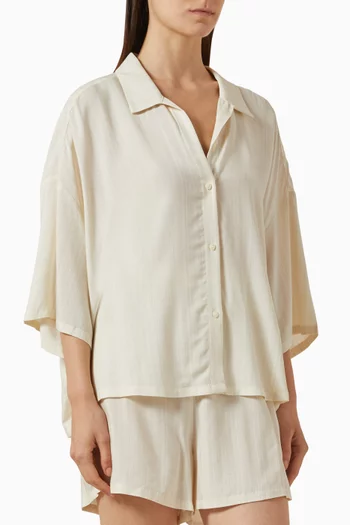 Button-down Short-sleeve Shirt in Viscose