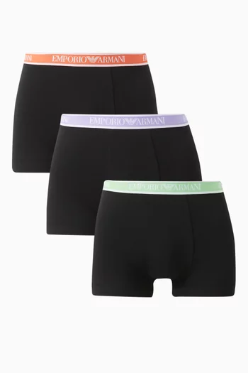 Logo Boxer Briefs in Stretch-cotton, Set of 3