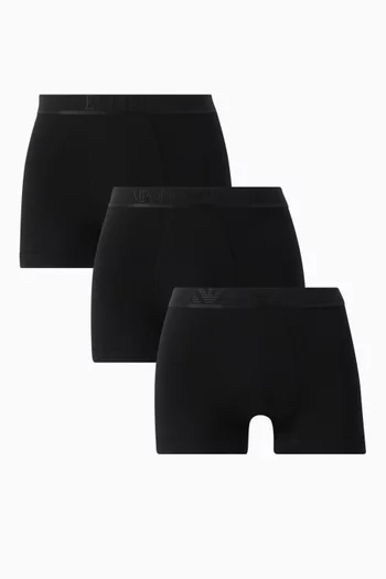 Logo Boxer Briefs in Stretch Organic Cotton, Set of 3