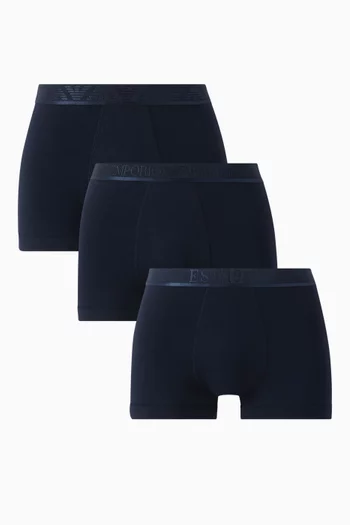 Logo Boxer Briefs in Stretch Organic Cotton, Set of 3