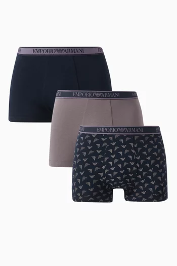 Logo Boxer Briefs in Stretch-cotton, Set of 3