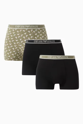 Logo Boxer Briefs in Stretch-cotton, Set of 3
