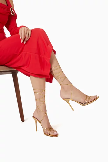 Lori 95 Lace-up Sandals in Metallic Leather