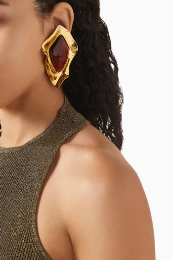 Cabochon Clip-on Earrings in Resin & Metal