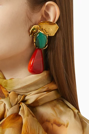 Petal Pendant Clip-on Earrings in Resin & Metal