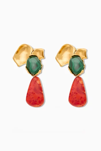 Petal Pendant Clip-on Earrings in Resin & Metal