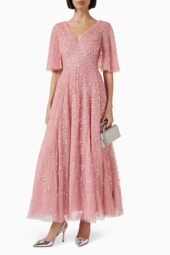 Leila Dot Cape Gown in Tulle
