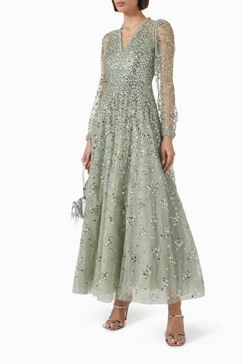 Leila Dot Cape Gown in Tulle