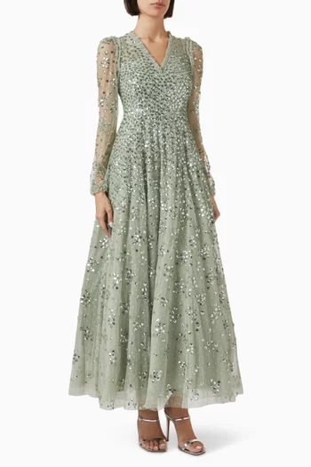 Leila Dot Cape Gown in Tulle