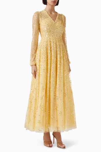 Leila Dot Cape Gown in Tulle