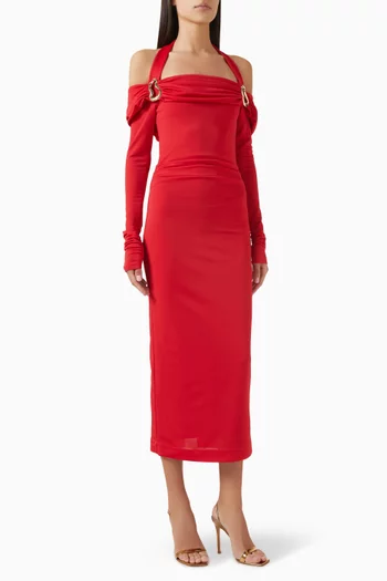 Carmine Off-shoulder Midi Dress