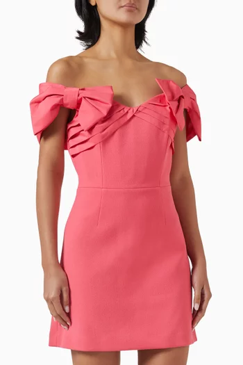 Posey Off-shoulder Mini Dress in Crepe