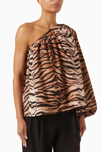 Gaia Tiger-print Top in Cotton