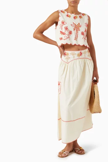 Pollenca Embroidered Skirt in Cotton
