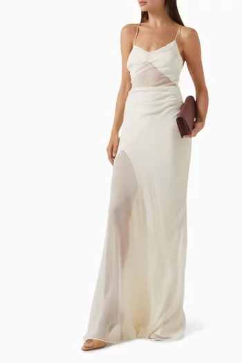 Strappy Diaphanous Gown in Silk-chiffon