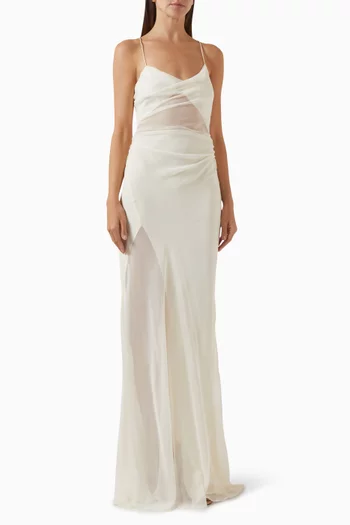 Strappy Diaphanous Gown in Silk-chiffon