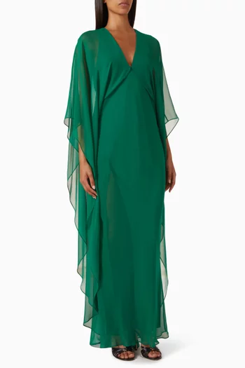 Back Cascade Caftan Gown in Silk-chiffon