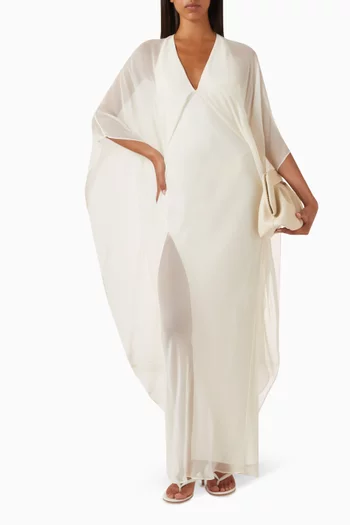 Back Cascade Caftan Gown in Silk-chiffon