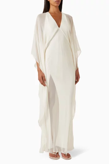 Back Cascade Caftan Gown in Silk-chiffon