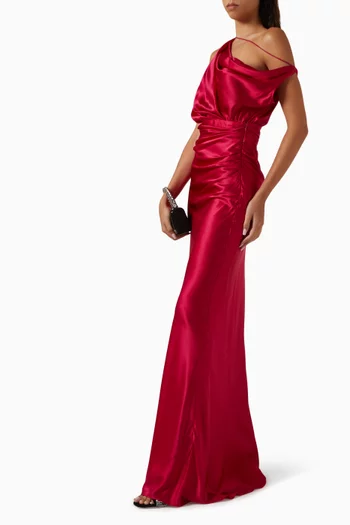 Off-shoulder Gown in Silk Satin