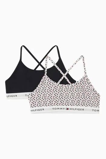 Monogram Printed Unpadded Bralettes, Pack of 2