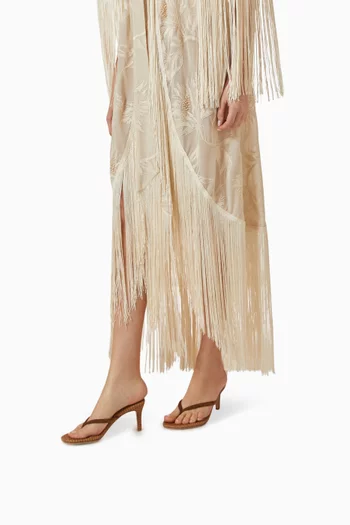 Calypso 70 Mules in Raffia & Suede