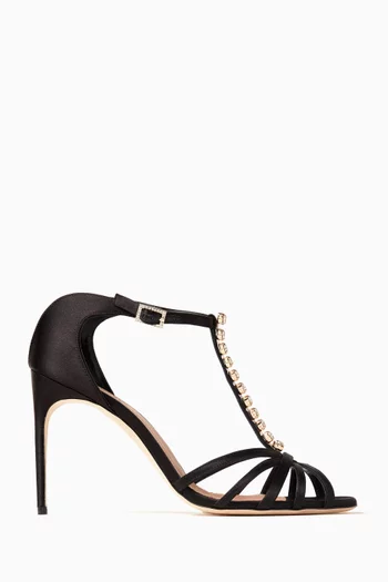 Erika 90 Strappy T-bar Sandals in Satin