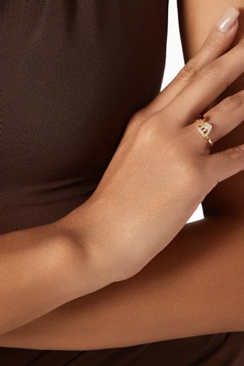 Initial 'H' Open Ruby Ring in 18kt Yellow Gold