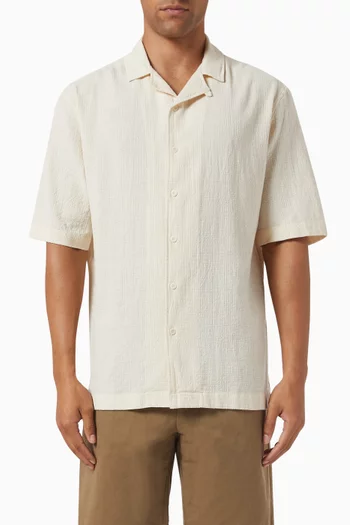 Short-sleeved Shirt in Textured Cotton