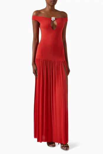 Coco Off-shoulder Maxi Dress in Viscose Blend