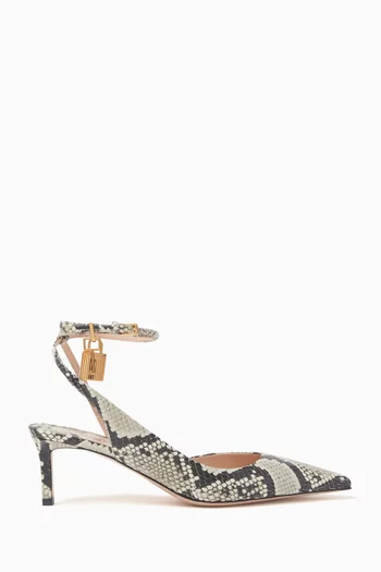 Padlock 55 Slingback Pumps in Python-printed Leather