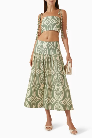 Raisa Printed Crop Top in Cotton-silk