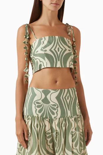 Raisa Printed Crop Top in Cotton-silk