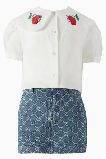 Cherry-embroidered Shirt in Cotton