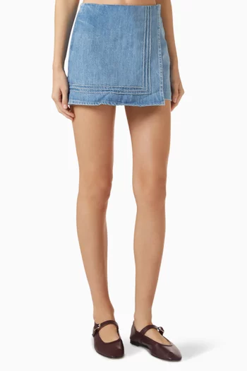 Rory Wrap Mini Skirt in Denim