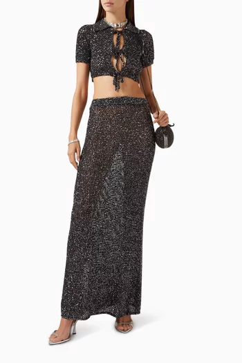 Sequin-embellished Crop Cardigan