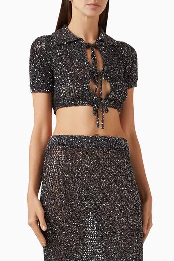 Sequin-embellished Crop Cardigan