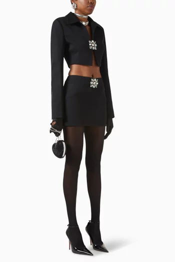 Crystal-brooch Mini Skirt