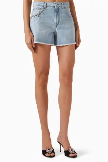 Crystal-embellished Shorts in Denim