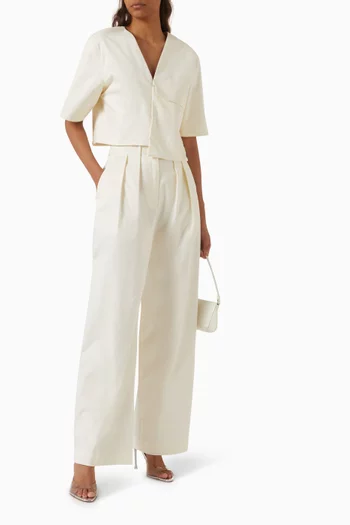 Straight-leg Pants in Cotton-blend
