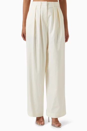 Straight-leg Pants in Cotton-blend