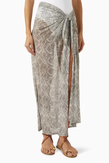 Snake-print Sarong in Mesh