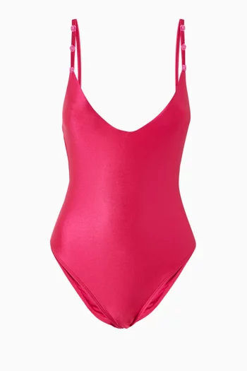 Deep V One-piece Swimsuit in Satin